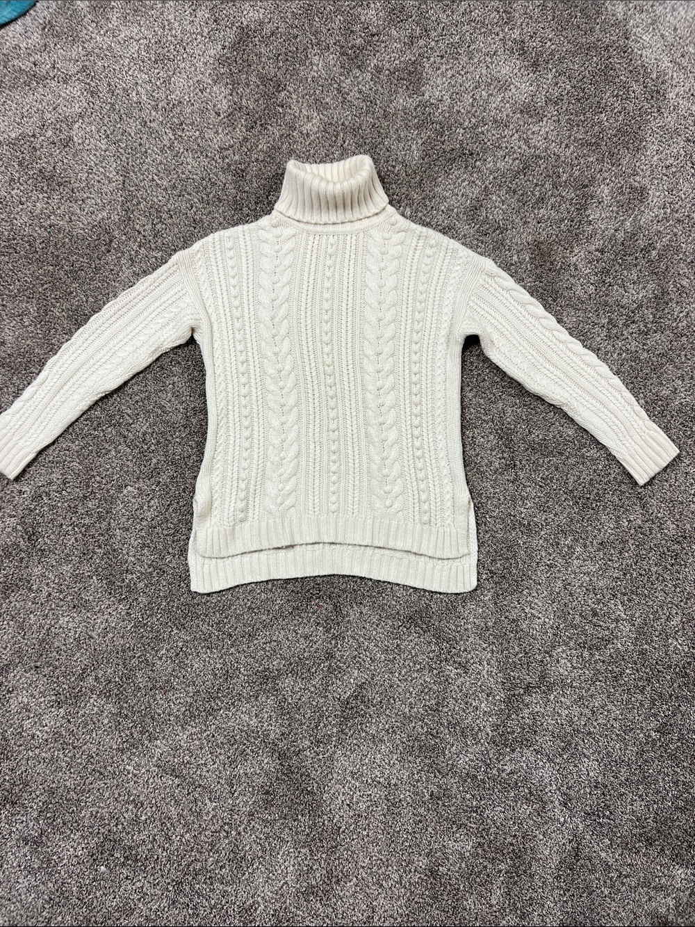 Ann Taylor Cream Cable Knit Turtleneck Sweater